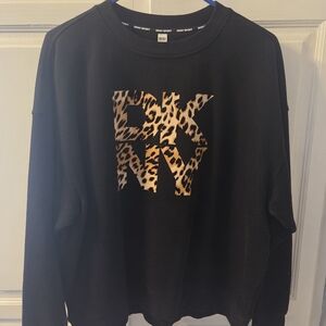 DKNY Black Sweatshirt with Leopard Print Logo
